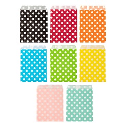 Polka Dot 80Pcs 8 Colors Eco-Friendly Kraft Paper Bags, Gift Bags, Shopping Bags, Rectangle, Mixed Color, 18x13x0.02cm, 10pcs/color