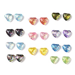 Mixed Color Resin Imitation Opal Cabochons, Heart, Mixed Color, 5.5x6x3mm