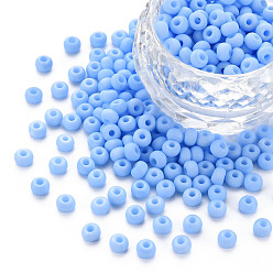Bleu Royal 6/0 perles de rocaille de verre, couleur macaron, trou rond, ronde, bleu royal, 4~4.5x3mm, Trou: 1~1.2mm, environ 4500 pcs / sachet , environ 450 g / sac.