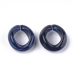 Azul Oscuro Anillos de enlace de acrílico, conectores de enlace rápido, para la fabricación de cadenas de joyería, estilo de imitación de piedras preciosas, anillo, azul oscuro, 19.5x18x8 mm, Agujero: 11.5x10.5 mm, sobre 420 unidades / 500 g