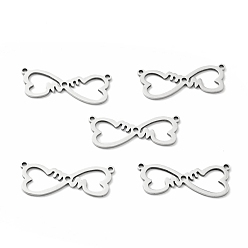 Stainless Steel Color 304 Stainless Steel Links Connectors, Heart with Word Mom, Stainless Steel Color, 11.5x28.5x1mm, Hole: 1.5mm