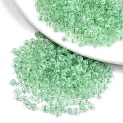 Light Green 6/0 Glass Seed Beads, Transparent Inside Colours, Round Hole, Round, Light Green, 6/0, 4~5x2.5~4.5mm, Hole: 1.2mm, about 4500pcs/bag