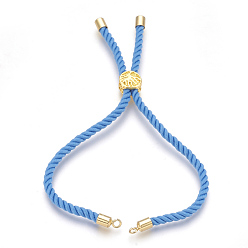 Bleu Dodger Fabrication de bracelet de cordon de coton, avec les accessoires en laiton, plat et circulaire avec arbre de vie, réel 18 k plaqué or, Dodger bleu, 8-5/8 pouce (22 cm), Trou: 2mm