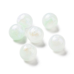 Honeydew Opaque Acrylic Beads, Glitter Beads, Round, Honeydew, 15mm, Hole: 2mm, about 210pcs/500g