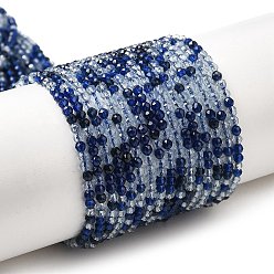 Azul Oscuro Cuentas de vidrio transparentes, pequeñas perlas, facetados, rondo, azul oscuro, 2 mm, agujero: 0.6 mm, sobre 188 unidades / cadena, 14.09'' (35.8 cm)