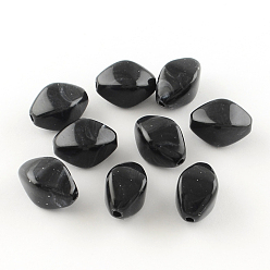 Черный Имитация драгоценных камней двойной конус акриловые бусины, чёрные, 18x11.5x11.5 мм, Отверстие : 2 мм , около 325 шт / 500 г