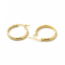 Золотой 201 рифленые серьги-кольца из нержавеющей стали с 304 булавкой из нержавеющей стали для женщин, золотые, 20x22x3 мм, штифты : 0.6x1 мм