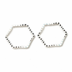 925 Sterling Silver Plated Brass Linking Rings, Long-Lasting Plated, Cadmium Free & Lead Free, Hexagon, 925 Sterling Silver Plated, 12x13.5x1mm, Inner Diameter: 10.5x12mm