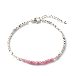 Tourmaline Bracelets en perles de tourmaline naturelle, avec 304 chaîne rolo en acier inoxydable, 7.48 pouces (190 mm)