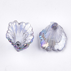 Gris Ardoise Transparentes bouchons acrylique de perles, couleur ab , fleur, gris ardoise, 10x12x12mm, trou: 1.2 mm, environ 1960 pcs / 500 g
