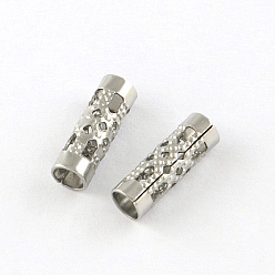 Stainless Steel Color Hollow Column 201 Stainless Steel Beads, Smooth Surface, Stainless Steel Color, 12x4x4mm, Hole: 3mm