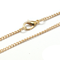 Light Gold El collar de hierro, barbada trenzado, con la aleación de cierre de langosta, la luz de oro, 24.45 pulgada
