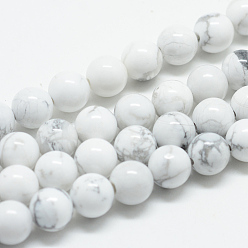 Howlite Chapelets de perles howlite naturelles , ronde, 6mm, trou: 1mm, environ 63 pcs/chapelet, 15.55"