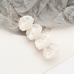 Floral White Shell Shape Cellulose Acetate Alligator Hair Clips, Hair Accessories for Girls, Floral White, 72x23x25mm