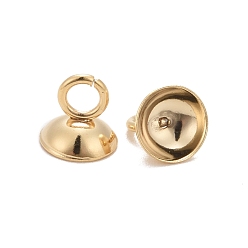 Golden 201 Stainless Steel Bead Cap Pendant Bails, for Globe Glass Bubble Cover Pendants, Golden, 6x6mm, Hole: 2.2mm