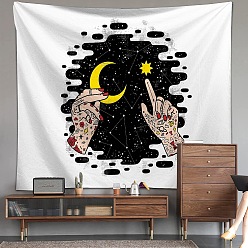 Moon Mushroom Polyester Wall Tapestry, Rectangle Trippy Tapestry for Wall Bedroom Living Room, Moon Pattern, 1300x1500mm