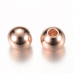 Rose Gold Brass Spacer Beads, Round, Rose Gold, 3x2.5mm, Hole: 1.5mm