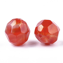 Rouge Perles acryliques, pierre d'imitation, facette, ronde, rouge, 22x22.5~23mm, Trou: 3mm