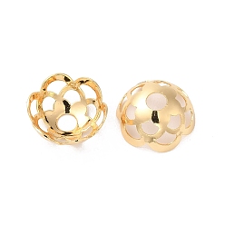 Real 18K Gold Plated Brass Bead Caps, Multi-Petal Flower, Real 18K Gold Plated, 16x15x7mm, Hole: 4mm