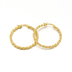 Золотой Поворот кольца 304 из нержавеющей стали обруч серьги, гипоаллергенные серьги, золотые, 10 датчик, 36x35x2.5 мм , штифт: 1x0.5 мм