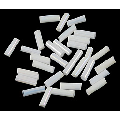Blanco Abalorios de vidrio canutillos, cuentas de semillas de brillo de colores opacos, agujero redondo, blanco, 6x1.8 mm, agujero: 0.6 mm, sobre 10000 unidades / bolsa