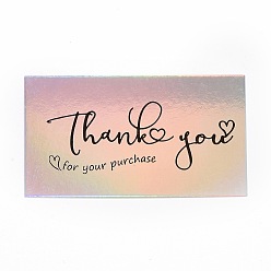 Colorful Laser Thank You Card, for Thanksgiving Day Decorations, Rectangle, Colorful, 50x90x0.4mm, 50pcs/bag
