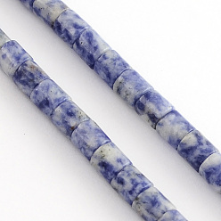 Bleu Brins de perles de jaspe de tache bleue naturelle, colonne, bleu, 6x6mm, Trou: 1mm, Environ 66 pcs/chapelet, 15.7 pouce