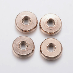 Oro Rosa Revestimiento iónico (ip) 304 cuentas espaciadoras de acero inoxidable, buñuelo, oro rosa, 8x2.5 mm, agujero: 3 mm
