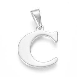 Letter C 304 Stainless Steel Pendants, Initial Letter.C, 26x22x1mm, Hole: 3x8mm