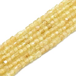 Apatite Natural Yellow Apatite Beads Strands, Faceted, Cube, 2x2x2mm, Hole: 0.6mm, about 182pcs/strand, 15.16''~15.55''(38.5~39.5cm)