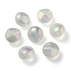 Aqua Placage uv perles acryliques transparentes lumineuses, brillent dans le noir, ronde, Aqua, 21x21.5x15mm, Trou: 4mm