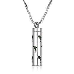 Dolphin Titanium Steel Perfume Bottle Necklaces, Column with Aromatherapy Cotton Sheet Inside Necklace, Dolphin, 25.59 inch(65cm)