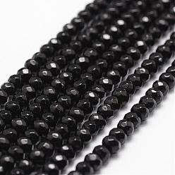 Black Onyx Natural Black Onyx Beads Strands, Grade A, Dyed & Heated, Faceted, Rondelle, 6x3mm, Hole: 1mm, about 120pcs/strand, 15.16 inch~15.35 inch