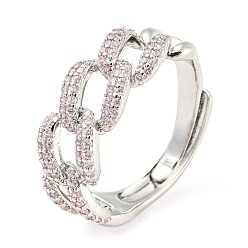 Фламинго Бордюрные цепи в форме кубического циркония регулируемые кольца, платиновое латунное кольцо, без свинца и без кадмия, фламинго, внутренний диаметр: 18.2 мм