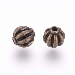 Antique Bronze Tibetan Style Spacer Beads, Cadmium Free & Nickel Free & Lead Free, Melon, Antique Bronze, 8x8x5mm, Hole: 2mm