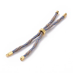 Tan Nylon Cord Silder Bracelets, for Connector Charm Bracelet Making, with Rack Plating Golden Brass Findings, Long-Lasting Plated, Cadmium Free & Lead Free, Tan, 8-5/8~9 inch(22~22.8cm), 0.3cm, Hole: 2.6mm