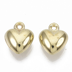 Золотой Пластмассовые подвески ccb, сердце, золотые, 11.5x9.5x5.5 мм, Отверстие : 1.2 мм , около 1680 шт / 500 г