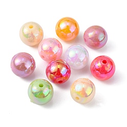 Mixed Color Eco-Friendly Poly Styrene Acrylic Beads, AB Color Plated, Round, Mixed Color, 10mm, Hole: 2mm, about 980pcs/500g