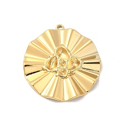 Real 18K Gold Plated Ion Plating(IP) 304 Stainless Steel Pendants Rhinestone Settings, Concave-convex Flat Round, Real 18K Gold Plated, 33x30.5x3mm, Hole: 1.2mm, Fit for Rhinestone: 5.5x4mm and 2mm