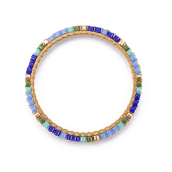 Coloré Miyuki & toho perles de rocaille japonaises faites à la main, avec anneaux en laiton, Motif métier, anneau, or, colorées, 15~16x1.8mm