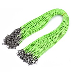 Césped Verde Algodón encerado el collar del cordón, con broches de langosta de la aleación de la garra y las cadenas finales de hierro, Platino, verde césped, 17.12 pulgada (43.5 cm), 1.5 mm