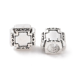 Antique Silver Tibetan Style Alloy European Beads, Large Hole Beads, Corss, Antique Silver, 10x10x6mm, Hole: 4.5mm, about 645pcs/1000g