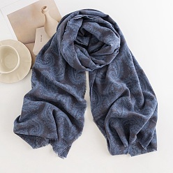 Темно-Синий Теплый шарф из полиэстера, зимний шарф, шарф с кисточками и узором пейсли, темно-синий, 180x69 мм
