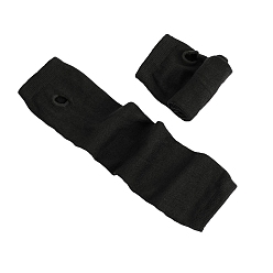 Black Acrylic Fiber Yarn Knitting Fingerless Gloves, Winter Warm Gloves with Thumb Hole, Black, 310x80mm