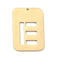 Letter E Ion Plating(IP) 304 Stainless Steel Pendants, Rectangle with Alphabet, Hollow, Letter.E, 32x22x1mm, Hole: 1.5mm