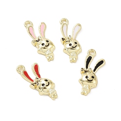 Mixed Color Alloy Enamel Pendants, Rabbit Charms, Cadmium Free & Lead Free, Mixed Color, 23x9.5x3mm, Hole: 1.6mm