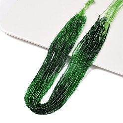 Dark Green Transparent Gradient Color Glass Beads Strands, Segmented Multi-color Beads, Faceted Round, Dark Green, 2mm, Hole: 0.5mm, about 184~187pcs/strand, 14.37''(36.5cm)