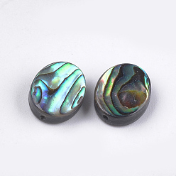 Verde Oscuro Abalone shell / paua shell beads, oval, verde oscuro, 10x8x3.5~4 mm, agujero: 1 mm