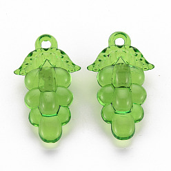 Vert Thème d'automne perles acryliques transparentes, raisin, verte, 46x27x16.5mm, Trou: 3.5mm, environ101 pcs / 500 g