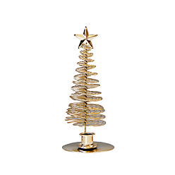 Golden Christmas Iron Candle Holder, Tree with Star, for Wedding, Festival, Party & Windowsill, Home Decoration, Golden, 98x235mm